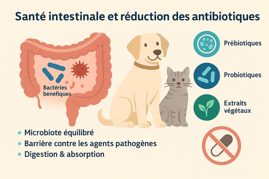Santé intestinale et réduction des antibiotiques : une approche nutritionnelle naturelle pour chiens et chats