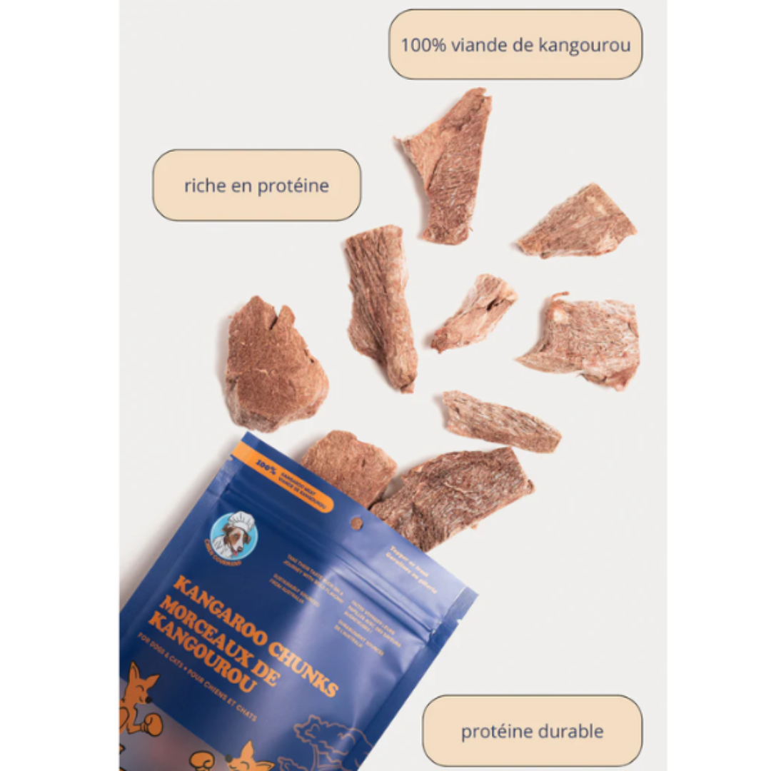 CHIEN GOURMAND | Morceaux de kangourou lyophilisés 56g - gâterie pour chiens