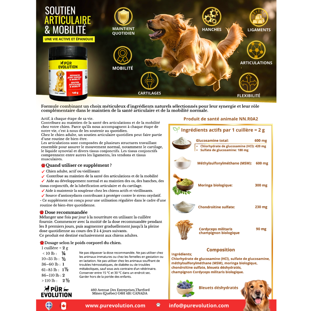 PÜR ÉVOLUTION | Soutien articulaire, supplément articulation chien et chat 140g