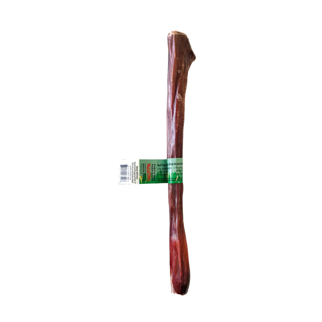 Mastication saine et naturelle joue de boeuf farcie bully stick. Solution Nutrition Animale, votre référence à Québec.