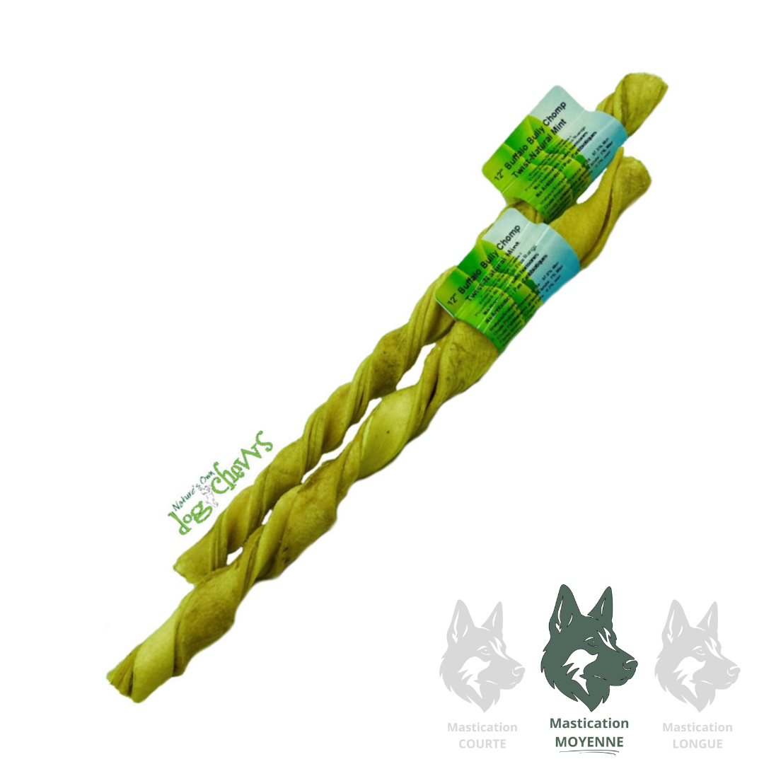 NATURE'S OWN | Torsade de peau de buffle 12'' - Gâterie déshydratée pour chiens