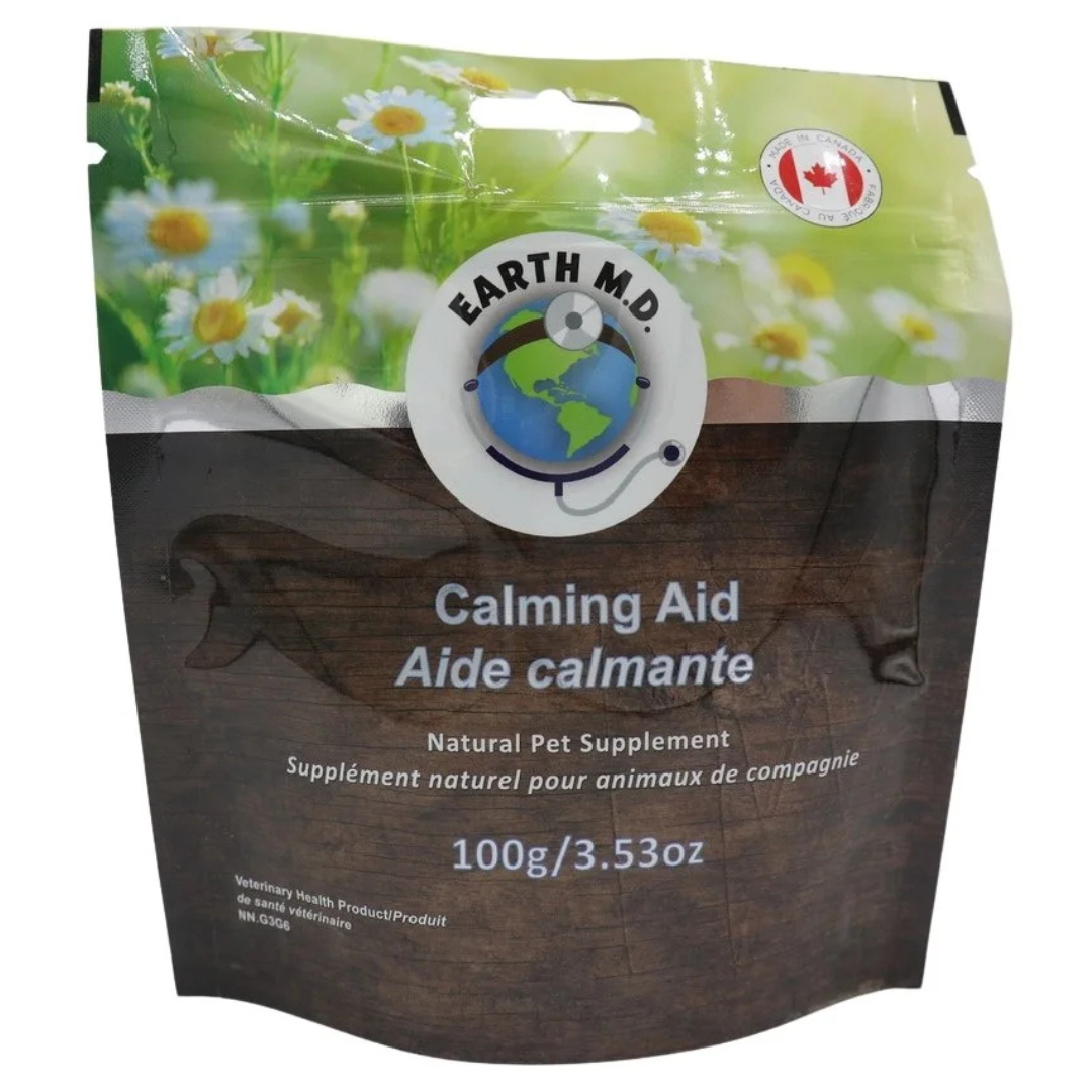 EARTH MD | Aide calmante 100g - Supplément pour chiens et chats. Solution Nutrition Animale, votre référence en alimentation animale au Québec.