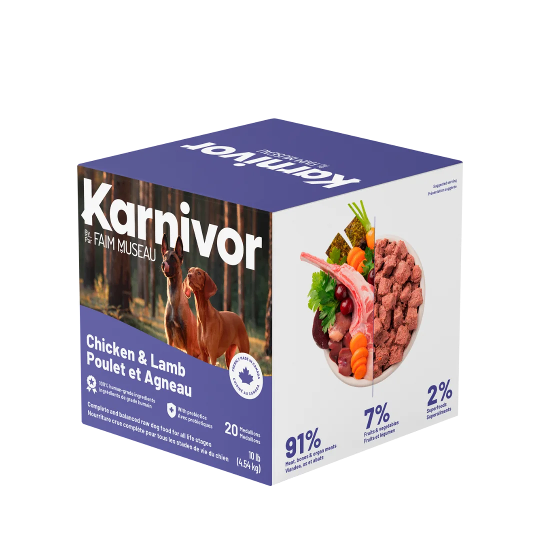 Karnivor Poulet & Agneau 10 lbs. Solution Nutrition Animale, votre référence en alimentation animale.