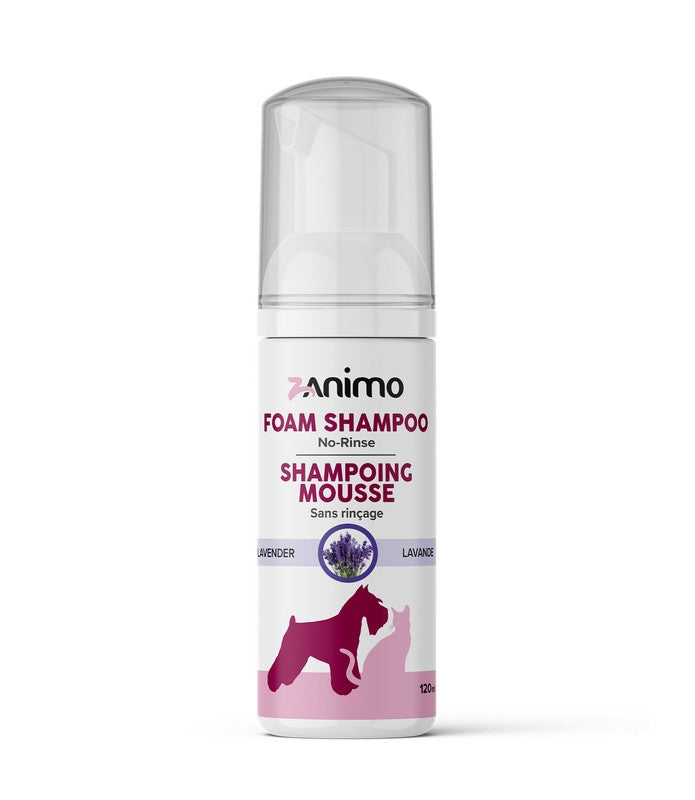 ZANIMO | Shampoing mousse - sans rinçage 120ml. Solution Nutrition Animale, votre référence en besoin nutritionnel pour chiens et chats au Québec.