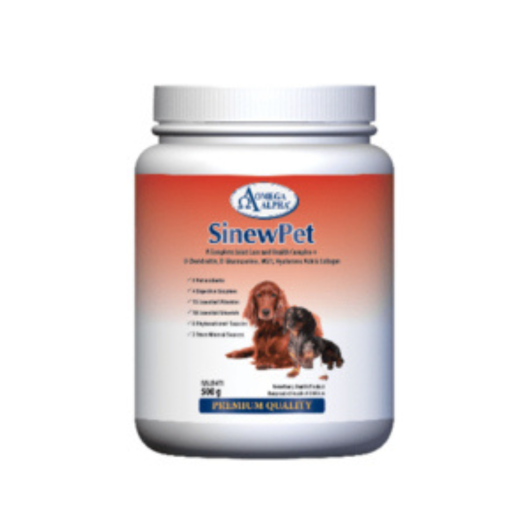 OMEGA ALPHA | SinewPet Soins complets des articulations - Supplément naturel pour chien et chat
