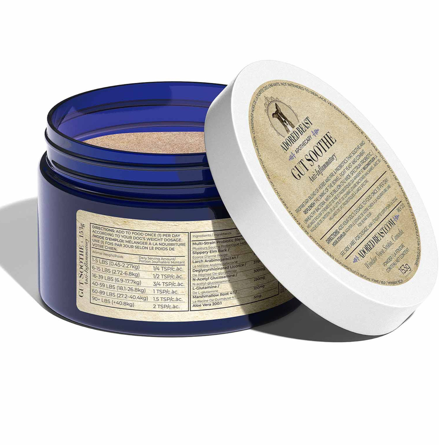 Adored Beast Gut Soothe probiotiques et anti inflammatoire chien