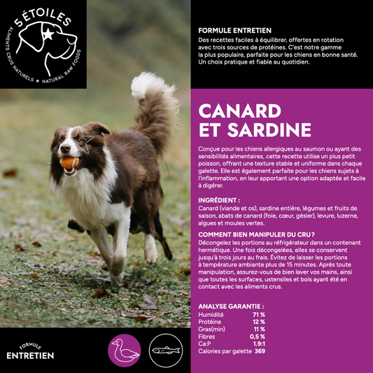 Aliments 5 Etoiles entretien canard et sardine