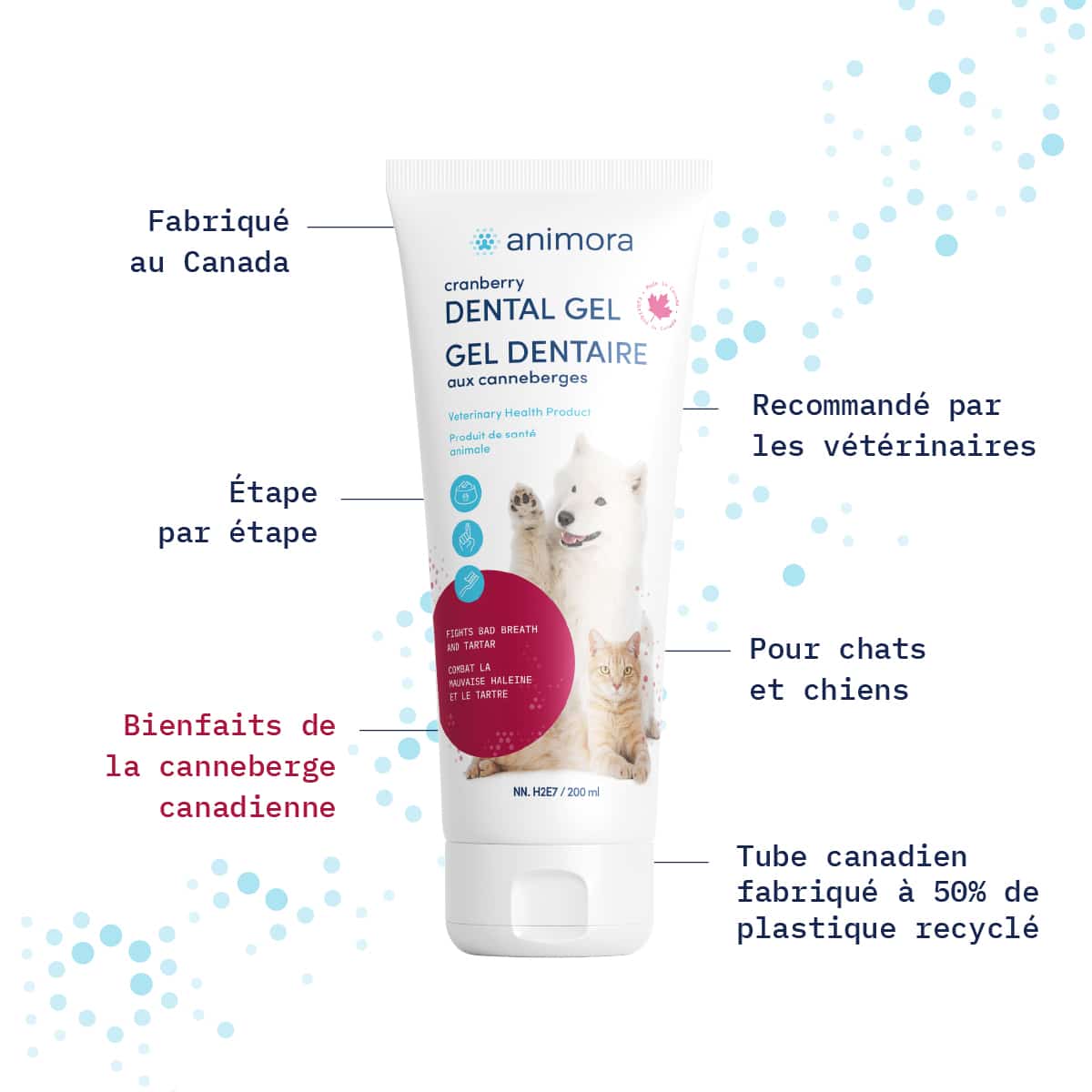 ANIMORA | Gel aux canneberges - Soins dentaire pour chiens et chats
