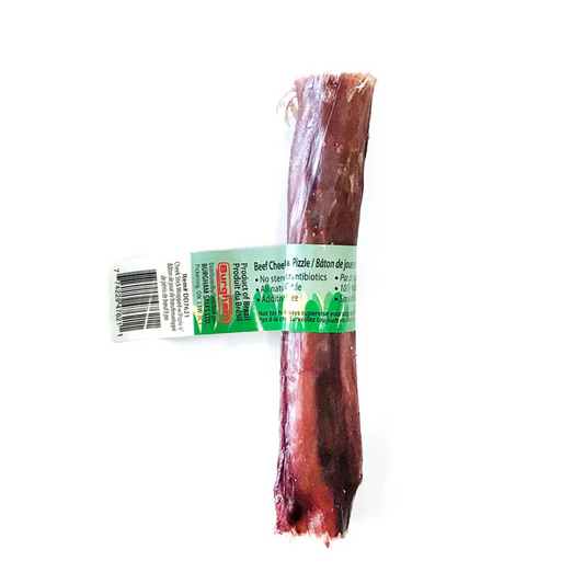 Bâton de joue de boeuf farcie de bully stick, mastication naturelle chien. Solution Nutrition Animale, votre référence à Québec.