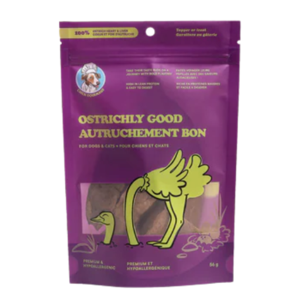 CHIEN GOURMAND | Morceaux d'autruche lyophilisés 56g - gâterie pour chiens