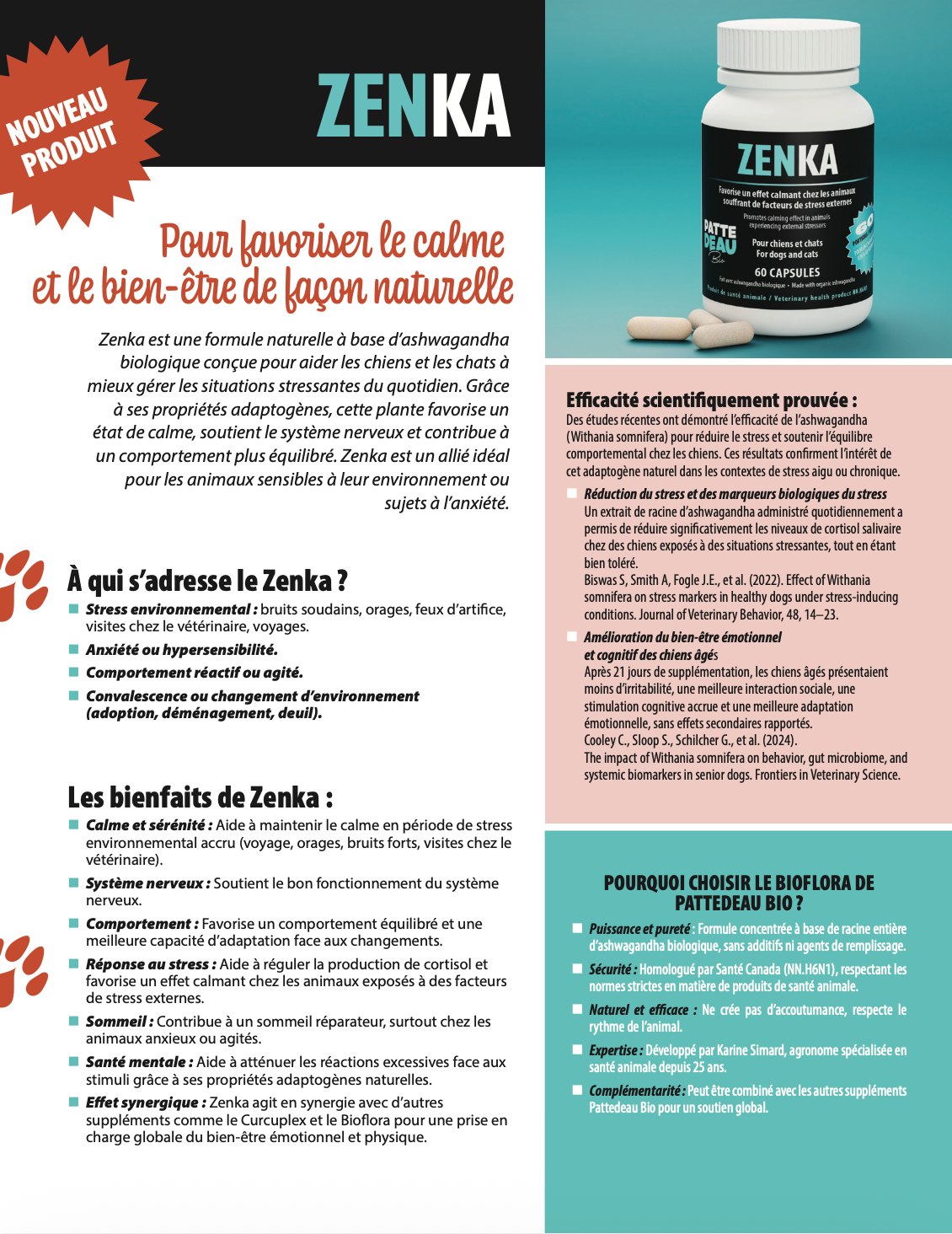 PATTEDEAU BIO | Zenka formule calmante - Supplément pour chiens et chats