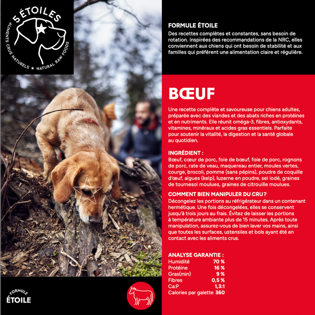 5 ÉTOILES | Formule étoile Boeuf 10 lbs - Nourriture crue pour chiens