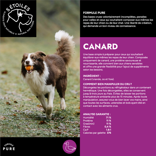5 ÉTOILES | Formule pure Canard 10 lbs - Nourriture crue pour chiens