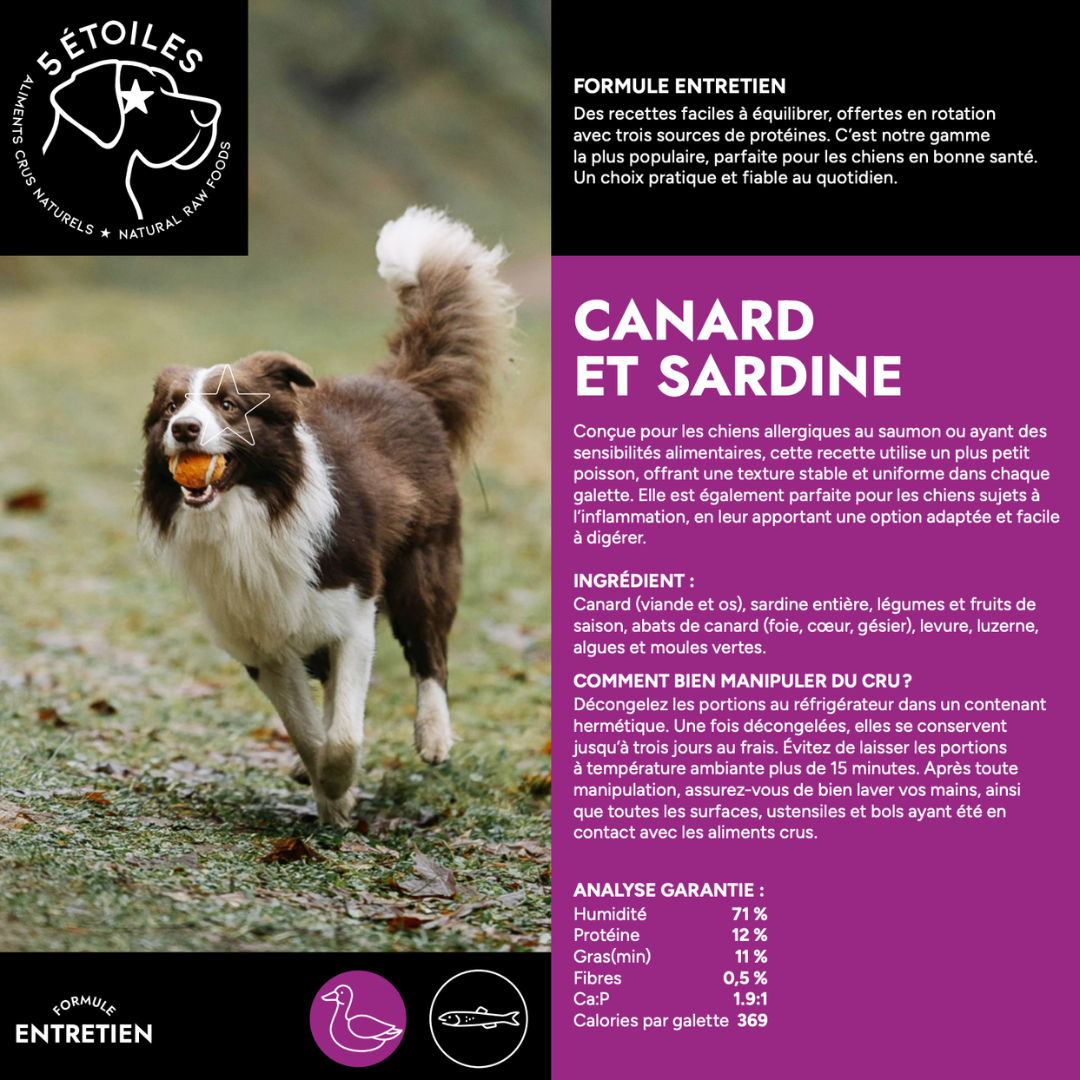 5 ÉTOILES | Boîte entretien Mixte 40 lbs - Poulet&hareng, canard&sardine, boeuf&porc, dinde