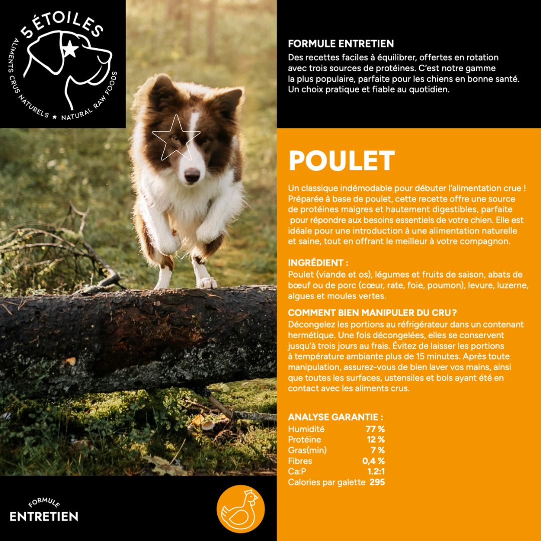 5 ÉTOILES | Boîte entretien Mixte 40 lbs - Pintade, Porc, Dinde, Poulet