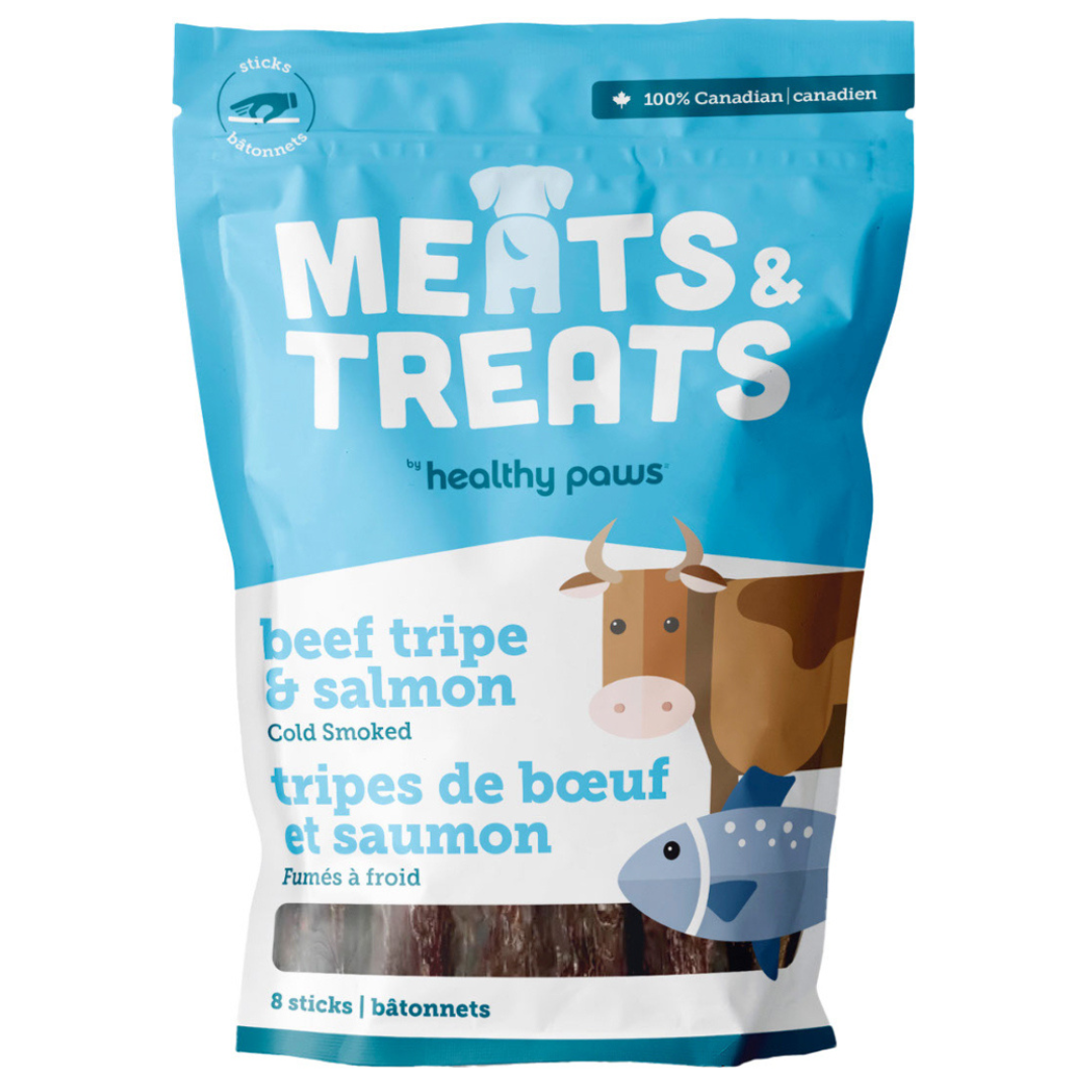 HEALTHY PAWS | Tripe de boeuf et saumon (8 bâtonnets)