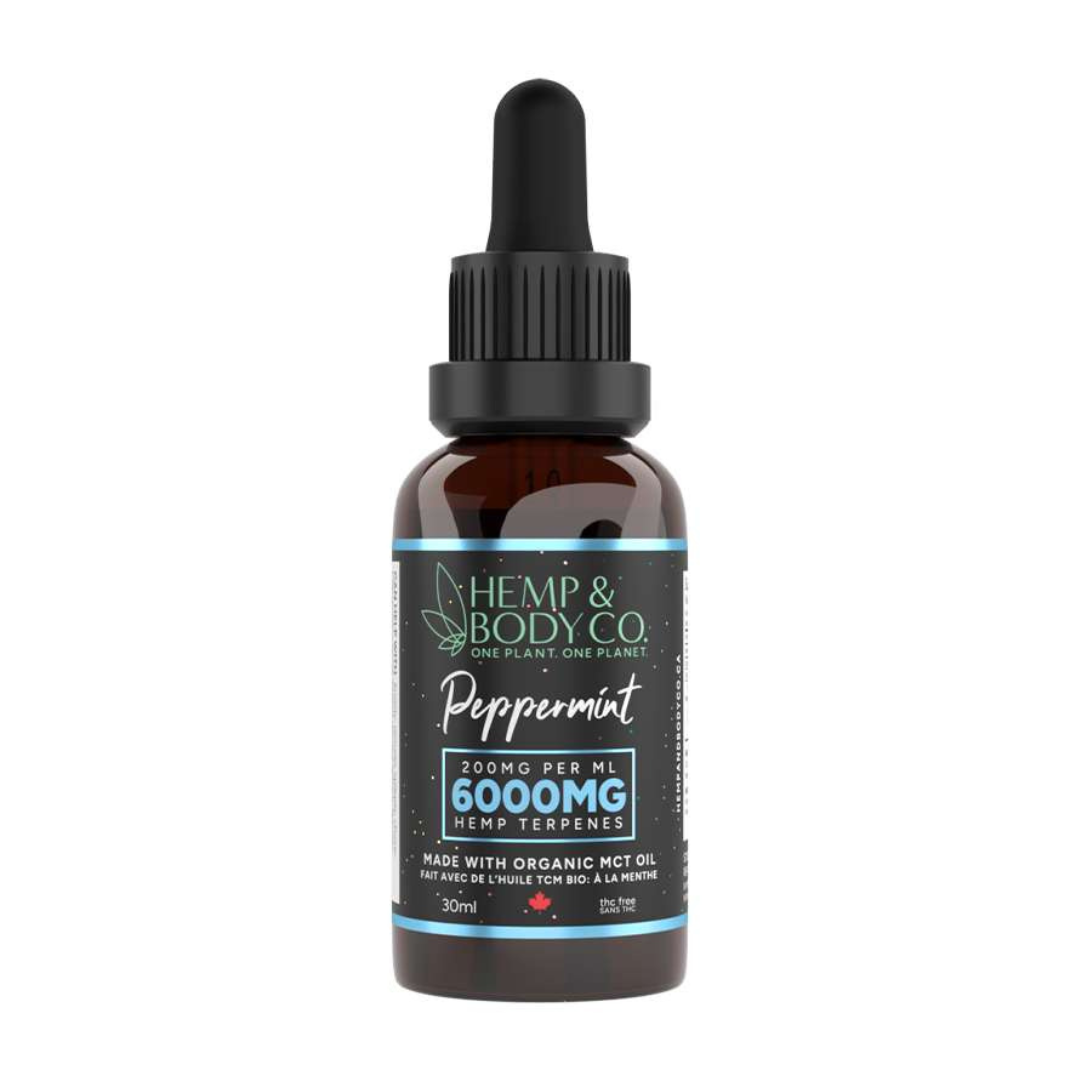 HEMP & BODY CO | Huile de terpène 6000 MG menthe poivrée pour humains. Solution Nutrition Animale, votre référence en alimentation animale au Québec.