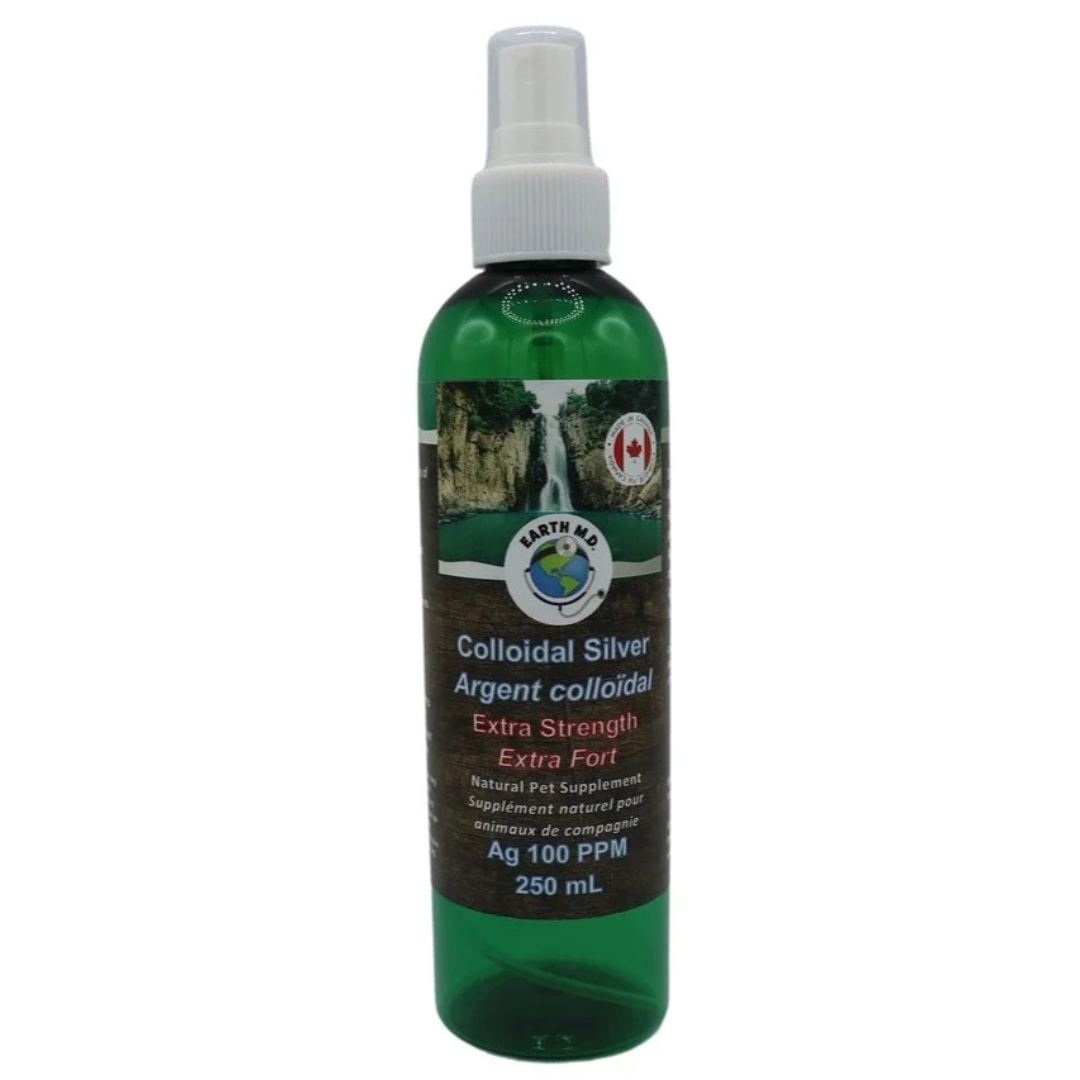 EARTH MD | Argent Colloïdal Extra Fort - Supplément pour chiens et chats. Solution Nutrition Animale, votre référence en alimentation animale au Québec.