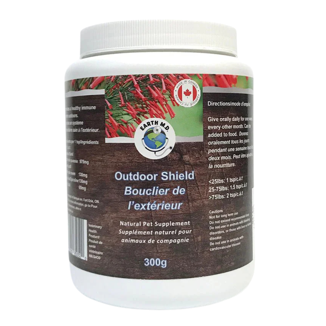 EARTH MD | Bouclier extérieur (puces et tiques) 300g - Supplément pour chiens et chats. Solution Nutrition Animale, votre référence en alimentation animale au Québec.