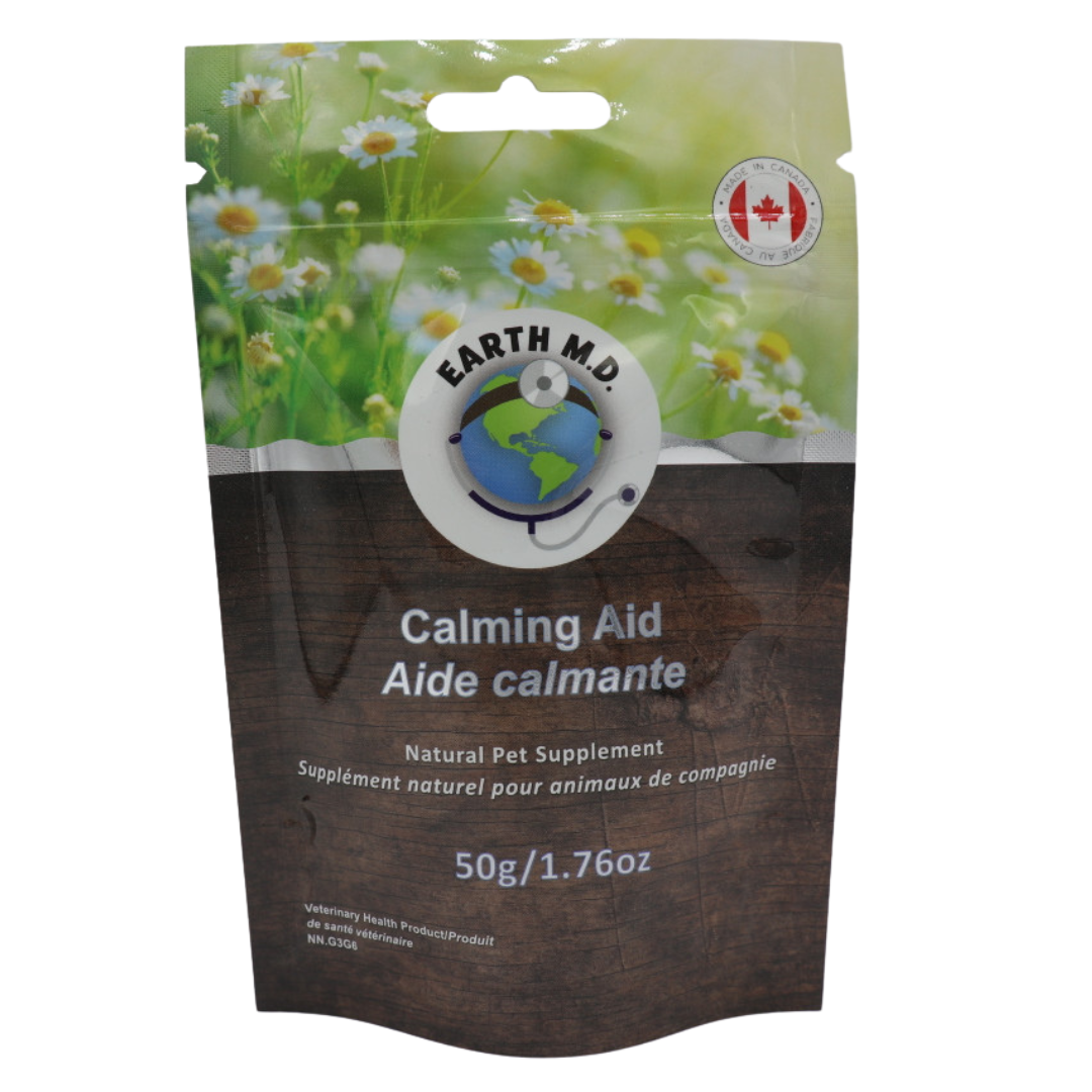 EARTH MD | Aide calmante 50 g - Supplément pour chiens et chats. Solution Nutrition Animale, votre référence en alimentation animale au Québec.