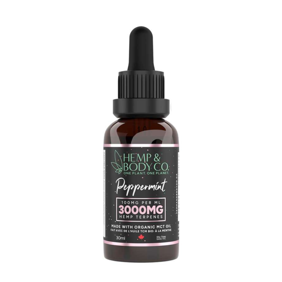 HEMP & BODY CO | Huile de terpène 3000 MG menthe poivrée pour humains. Solution Nutrition Animale, votre référence en alimentation animale au Québec.