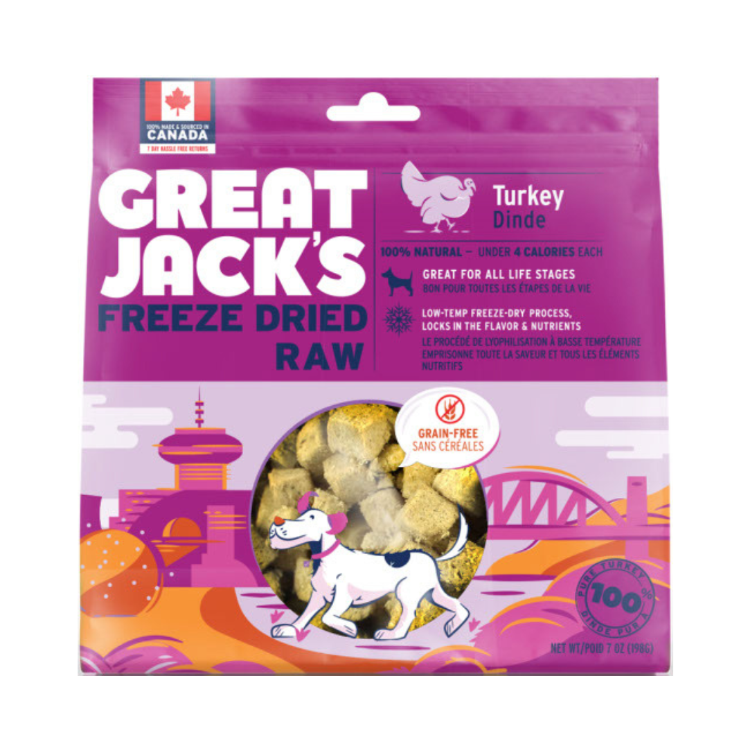 GREAT JACK'S | Dinde lyophilisé 198g - Gâterie pour chiens Solution Nutrition Animale Saguenay