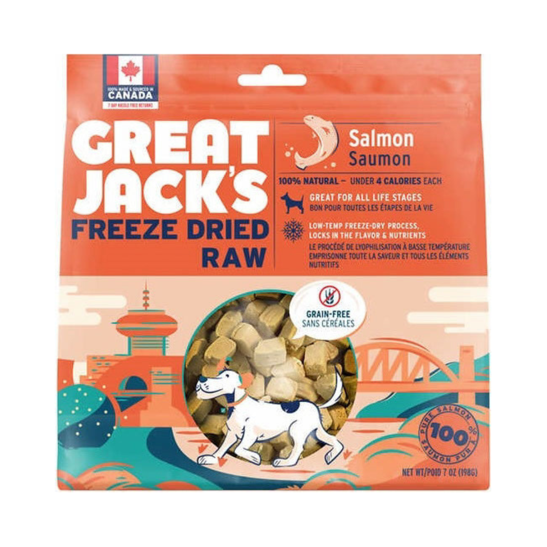 GREAT JACK'S | Saumon lyophilisé 198g - Gâterie pour chiens Solution Nutrition Animale Saguenay