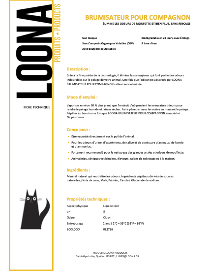 LOONA | Brumisateur pour compagnon 500ml - Produit pour animaux