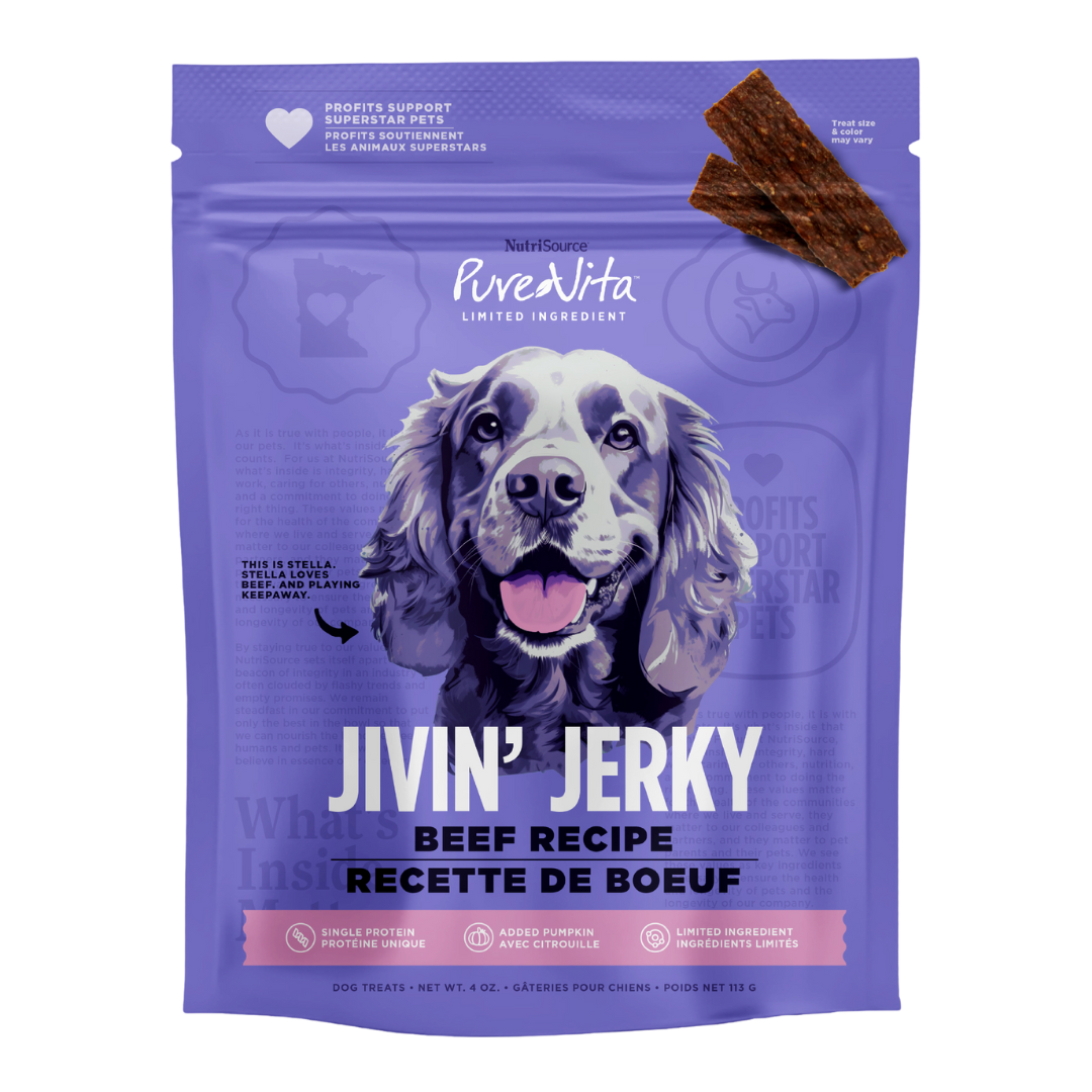 NutriSource Jivin' Jerky au boeuf. Solution Nutrition Animale