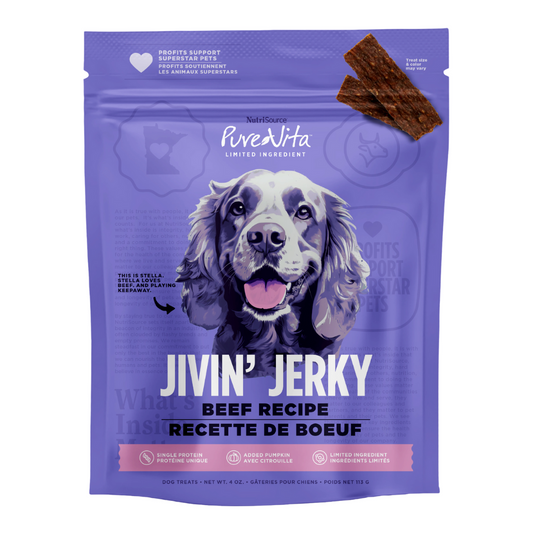 NutriSource Jivin' Jerky au boeuf. Solution Nutrition Animale