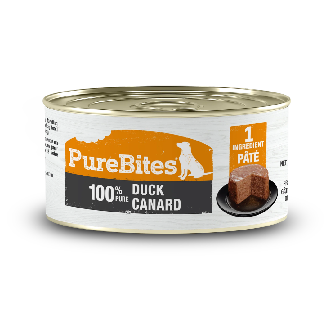 PURE BITES | Pâté de canard - Nourriture humide pour chiens. Solution Nutrition Animale, votre référence en alimentation animale au Québec.
