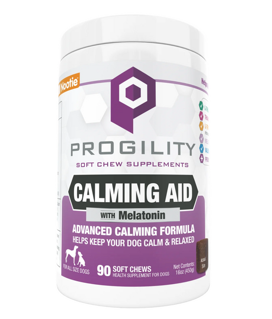 Progility Calming Aid 90 chews – gomme apaisante chien avec mélatonine, L-théanine, valériane et probiotiques