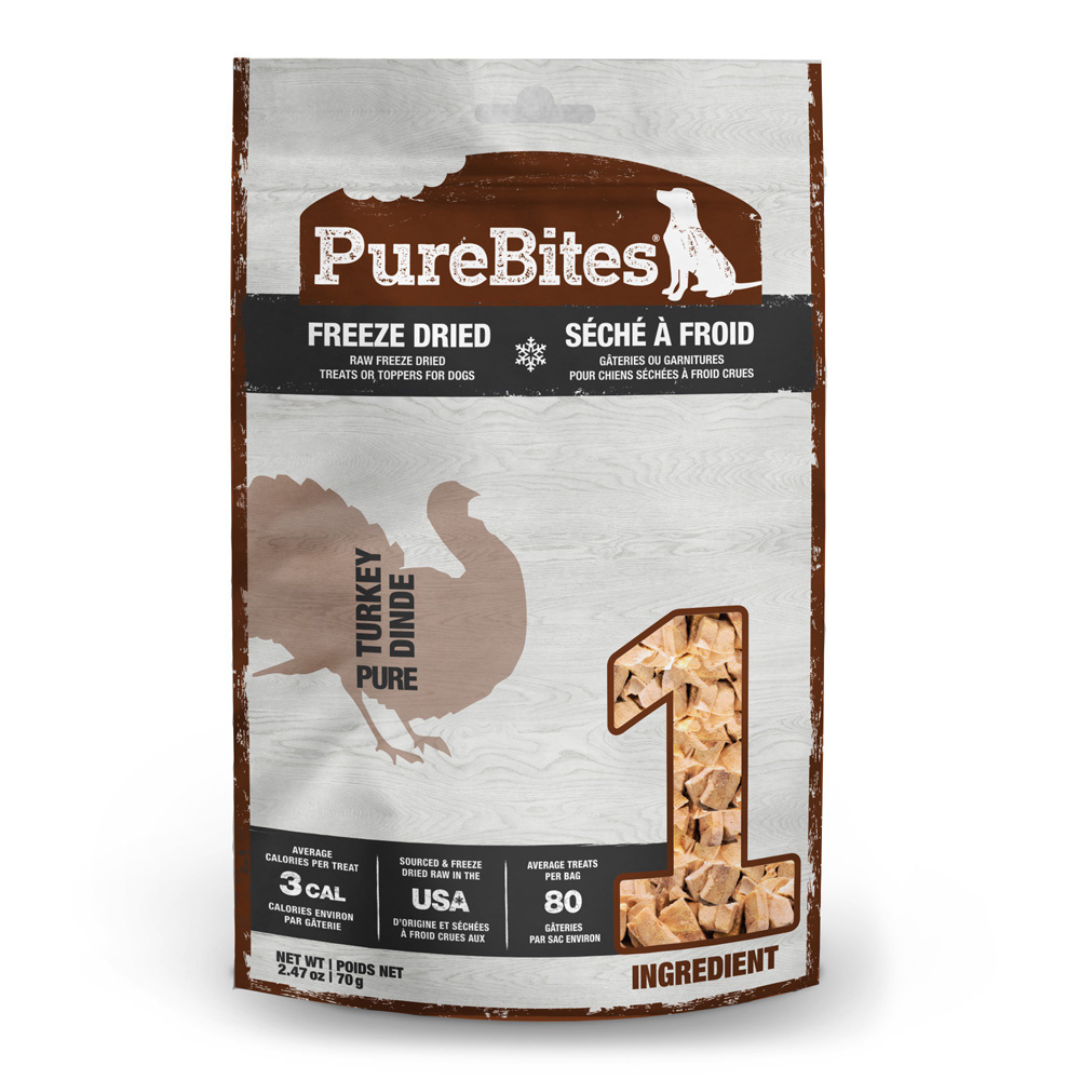 PURE BITES | Dinde - Gâterie séchée à froid pour chiens. Solution Nutrition Animale, votre référence en alimentation animale au Québec.