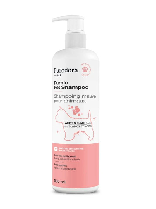 PURODORA LAB | Shampoing mauve pour animaux ravive couleur. Solution Nutrition Animale, votre référence en alimentation animale au Québec.