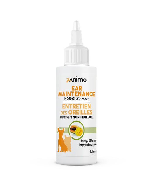 ZANIMO | Nettoyant oreilles - sans huile chiens et chats 125ml. Solution Nutrition Animale, votre référence en besoin nutritionnel pour chiens et chats au Québec.