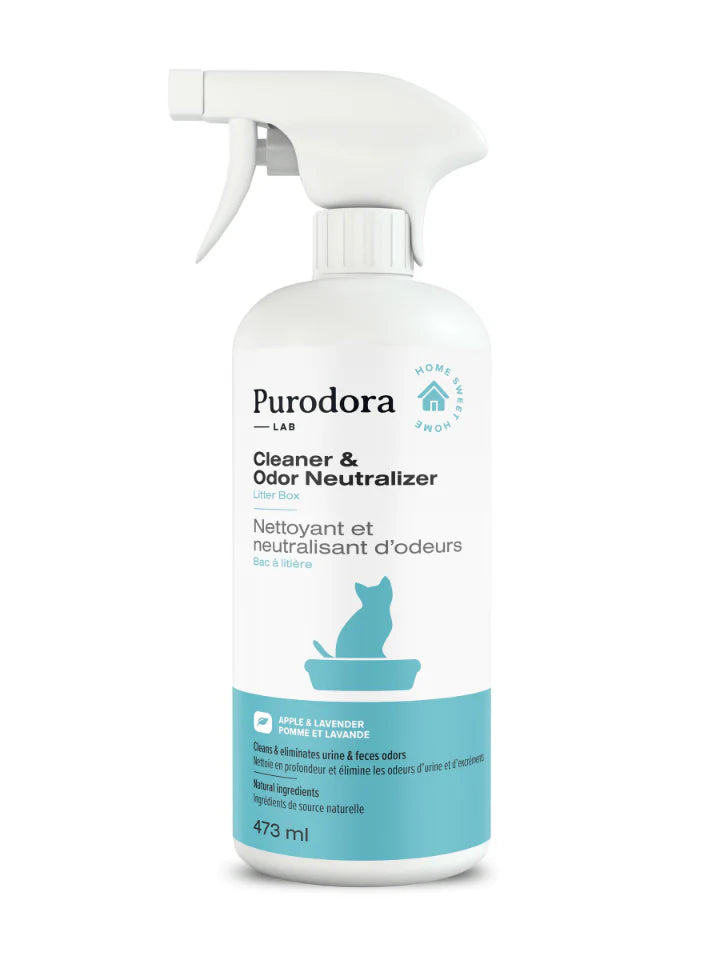 PURODORA LAB | Nettoyant - neutralisant de bac à litière pour chat. Solution Nutrition Animale, votre référence en alimentation animale au Québec.