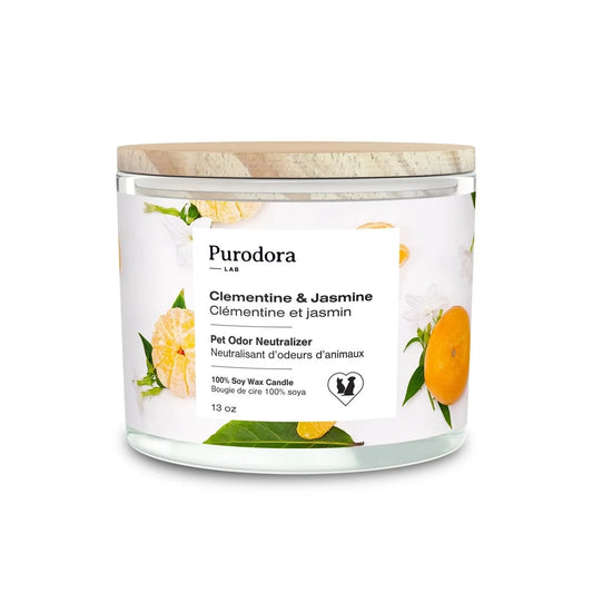PURODORA LAB | Bougies neutralisantes d'odeur 100% soya clémentine jasmin. Solution Nutrition Animale, votre référence en alimentation animale au Québec.