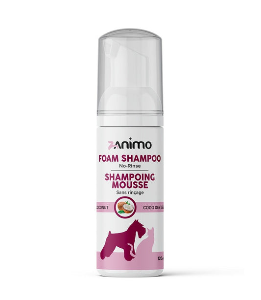 ZANIMO | Shampoing mousse - sans rinçage 120ml. Solution Nutrition Animale, votre référence en besoin nutritionnel pour chiens et chats au Québec.