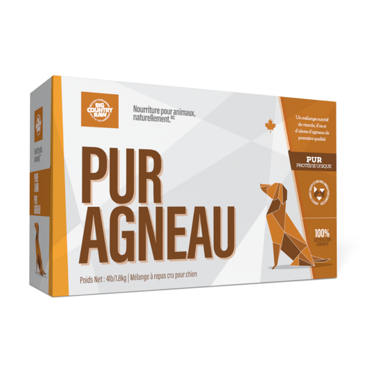 Pur agneau 4lbs. Solution Nutrition Animale, votre référence en besoin nutritionnel pour chiens et chats au Québec.