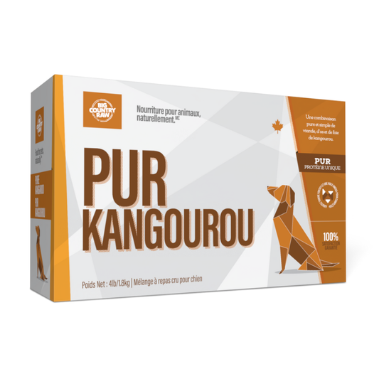 Pur kangourou 4lbs. Solution Nutrition Animale, votre référence en besoin nutritionnel pour chiens et chats au Québec.