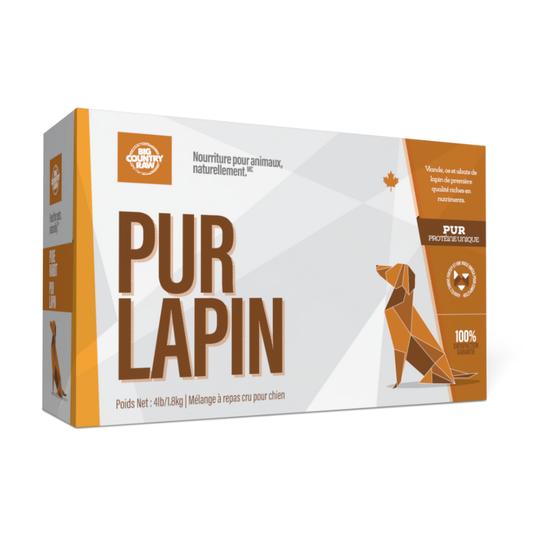 Pur lapin 4lbs. Solution Nutrition Animale, votre référence en besoin nutritionnel pour chiens et chats au Québec.