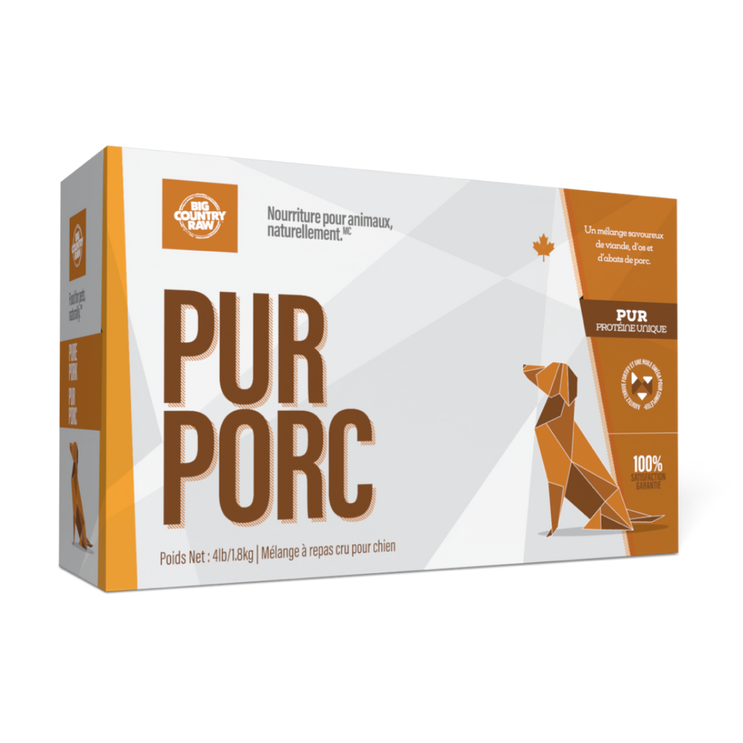 Pur porc 4lbs. Solution Nutrition Animale, votre référence en besoin nutritionnel pour chiens et chats au Québec.