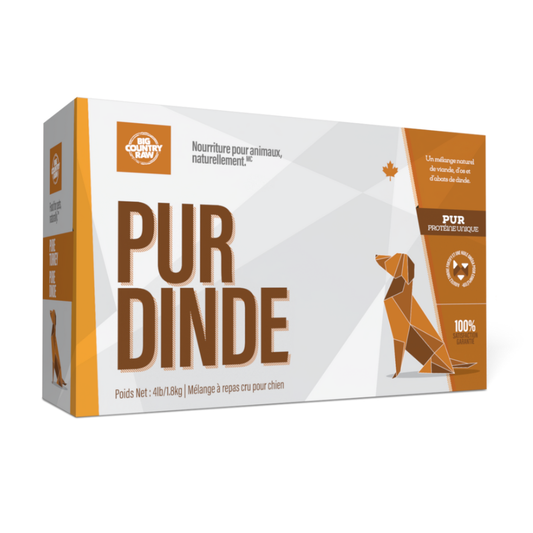 Pur dinde 4lbs. Solution Nutrition Animale, votre référence en besoin nutritionnel pour chiens et chats au Québec.