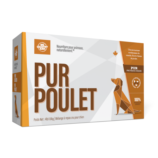 Pur poulet 4lbs. Solution Nutrition Animale, votre référence en besoin nutritionnel pour chiens et chats au Québec.