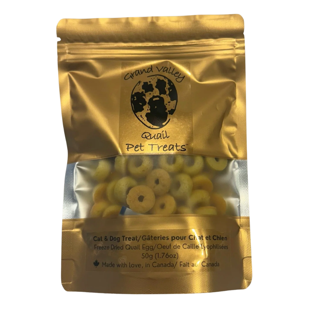 GRAND VALLEY | Gâteries aux oeufs de caille lyophilisés - Gâterie lyophilisée pour chiens et chats