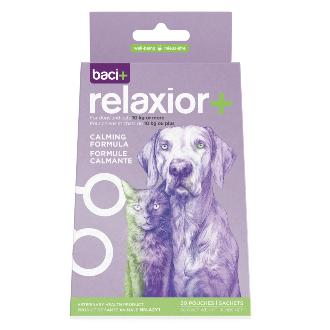 BACI + | Relaxior - Formule calmante naturelle pour grands chiens et chats. Solution Nutrition Animale, votre référence en alimentation animale au Québec.