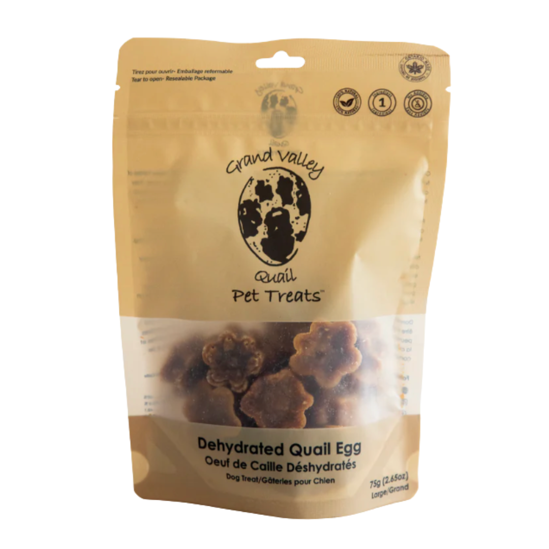 GRAND VALLEY | Gâteries aux oeufs de caille déshydratés - Gâterie lyophilisée pour chiens et chats