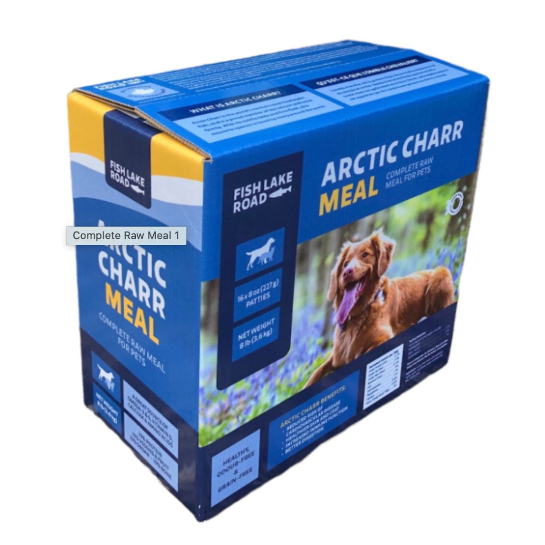 FISH LAKE ROAD | Omble chevalier repas complet - Nourriture crue pour chiens. Solution Nutrition Animale, votre référence en alimentation animale au Québec.