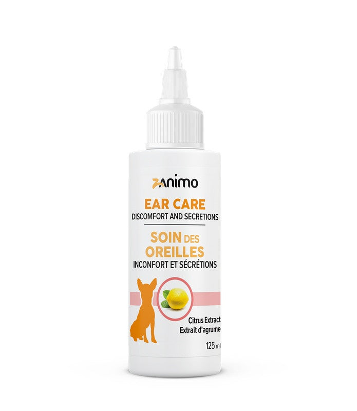 ZANIMO | Soins des oreilles - inconfort et sécrétions 125ml. Solution Nutrition Animale, votre référence en besoin nutritionnel pour chiens et chats au Québec.
